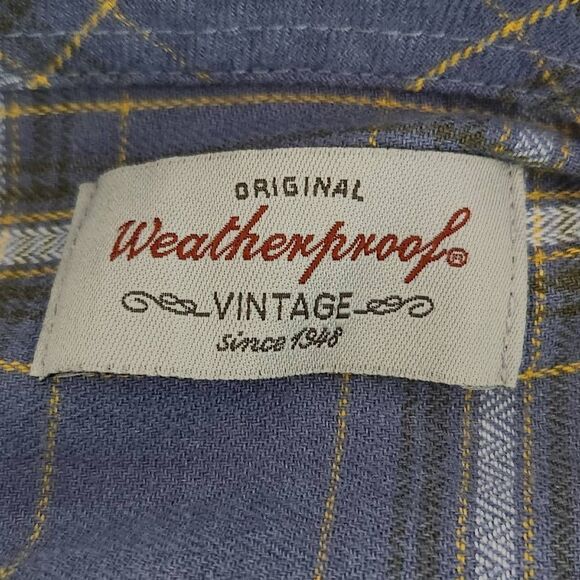 Weatherproof Vintage Blue Plaid Button Down Shirt Size XL Preppy Plaid Shirt - Picture 6 of 10